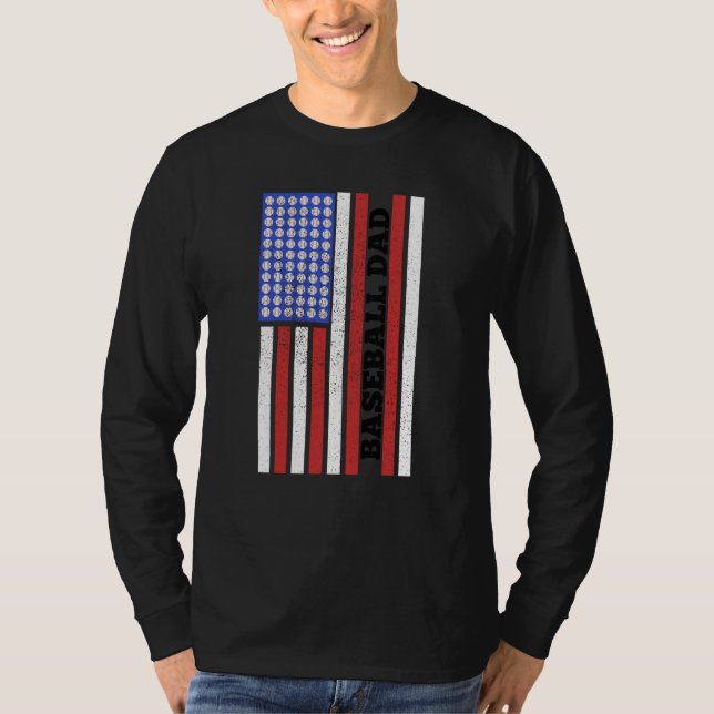 Camiseta Baseball Dad USA Flag Baseball Player Fan Coach (Anverso)