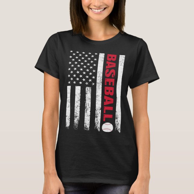 Camiseta Baseball Distressed American Flag USA Coach Athlet (Anverso)