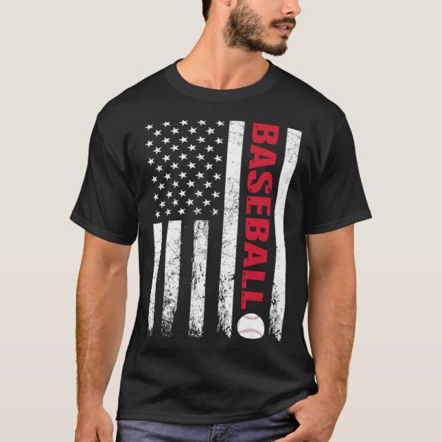 Camiseta Baseball Distressed American Flag USA Coach Athlet (Anverso)