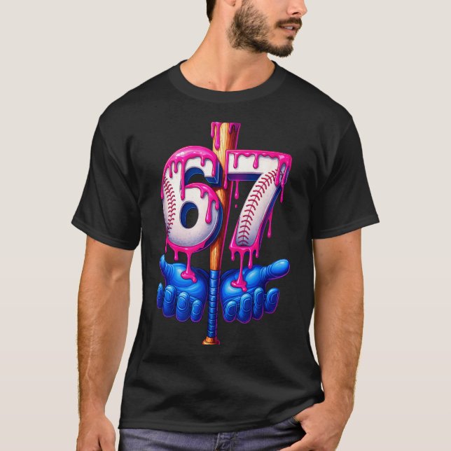 Camiseta Baseball Drip 6 7 Number 67 Six Seven Meme Mens Bo (Anverso)