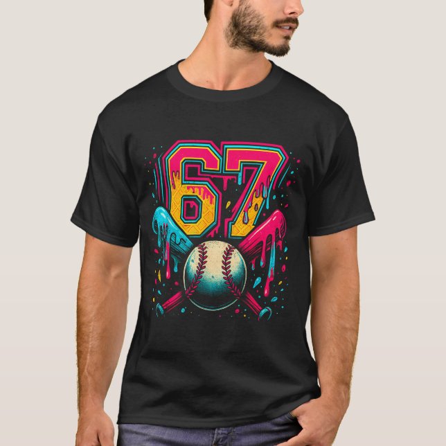 Camiseta Baseball Drip 6 7 Number 67 Six Seven Meme Mens Bo (Anverso)