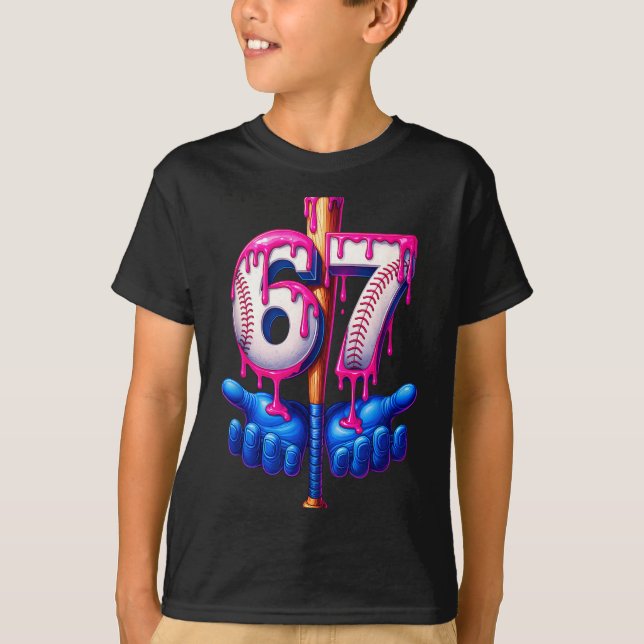 Camiseta Baseball Drip 6 7 Number 67 Six Seven Meme Mens Bo (Anverso)