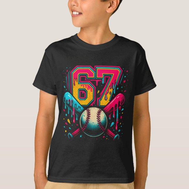 Camiseta Baseball Drip 6 7 Number 67 Six Seven Meme Mens Bo (Anverso)