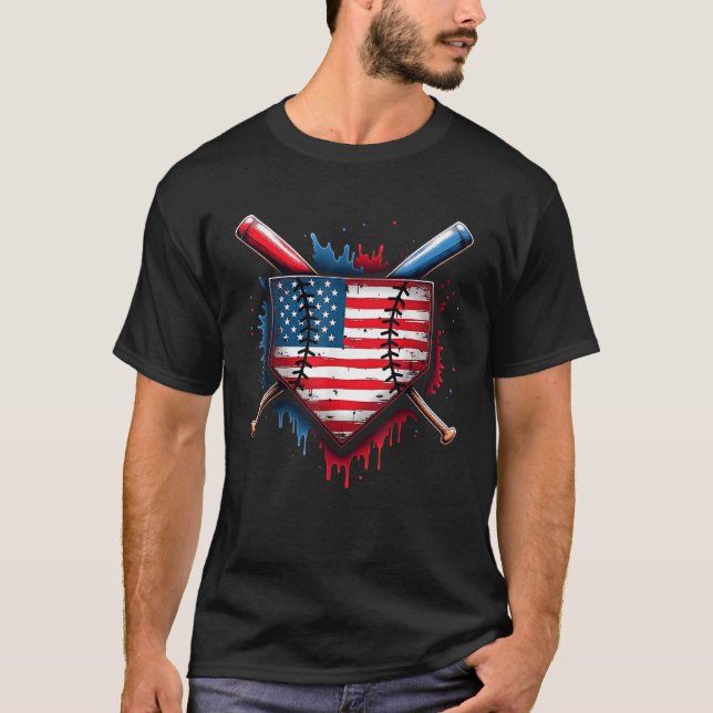 Camiseta Baseball Drip Boy Ice Cream Patriotic American Fla (Anverso)