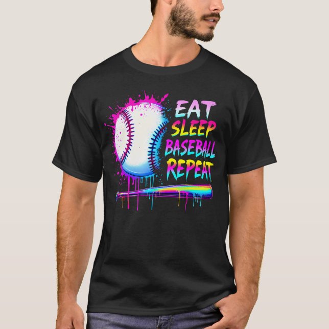 Camiseta Baseball Drip Boys Eat Sleep Baseball Repeat Ice (Anverso)