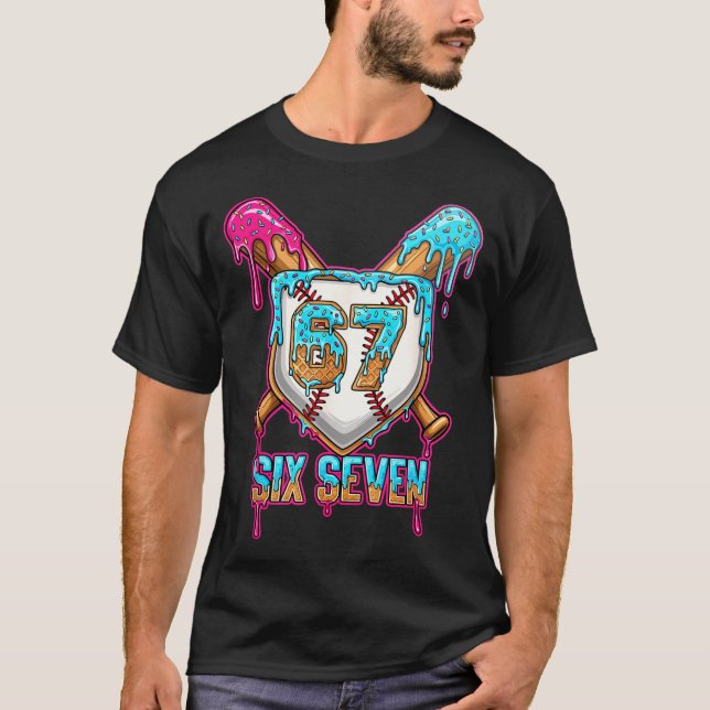 Camiseta Baseball Drip Number 67 Player 6-7 Six Seven Meme  (Anverso)