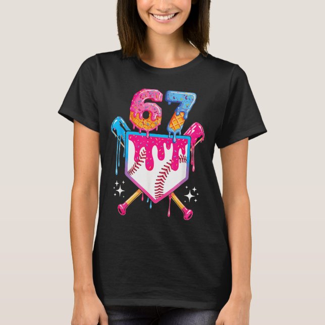 Camiseta Baseball Drip Number 67 Player Or 67th Birthday  (Anverso)