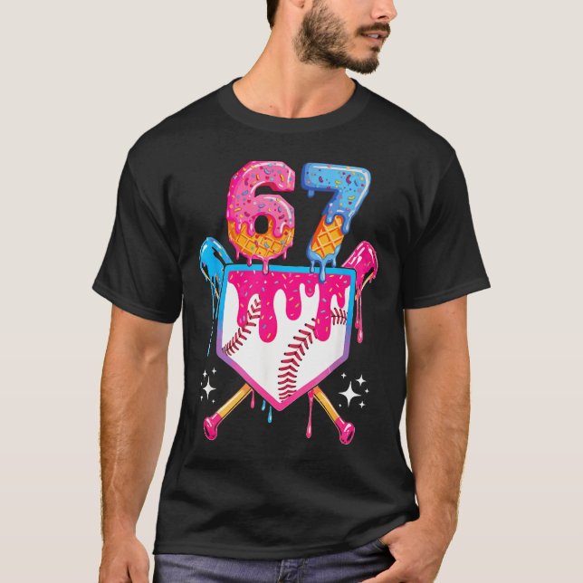 Camiseta Baseball Drip Number 67 Player Or 67th Birthday  (Anverso)