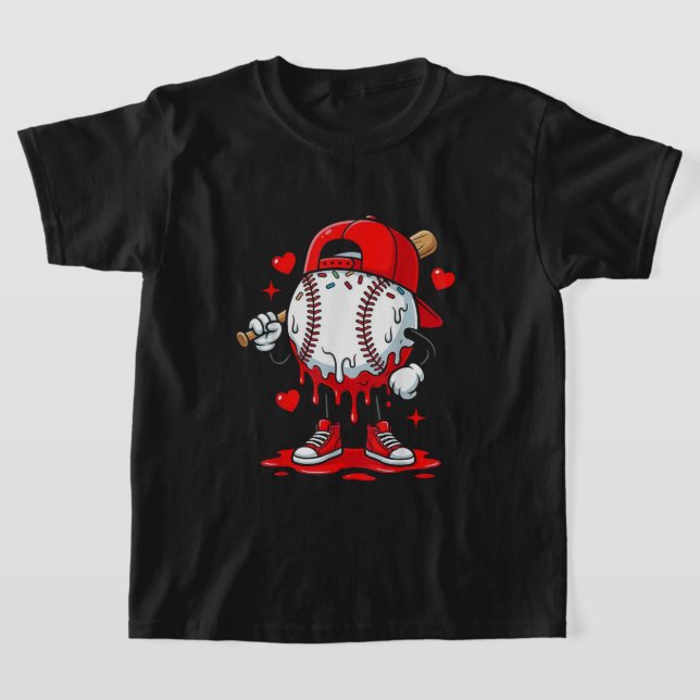 Camiseta Baseball Drip Valentines Shirt Design, Cool Sports (Distribución)
