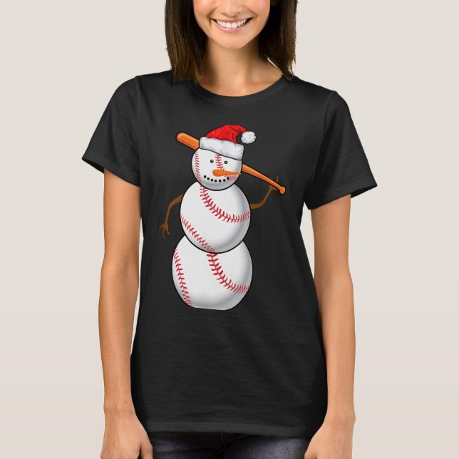 Camiseta Baseball Fan Snowman Funny Christmas Gift  (Anverso)
