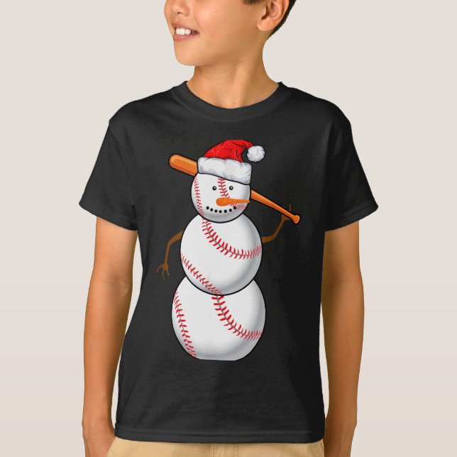 Camiseta Baseball Fan Snowman Funny Christmas Gift  (Anverso)