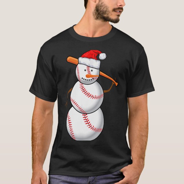 Camiseta Baseball Fan Snowman Funny Christmas Gift  (Anverso)