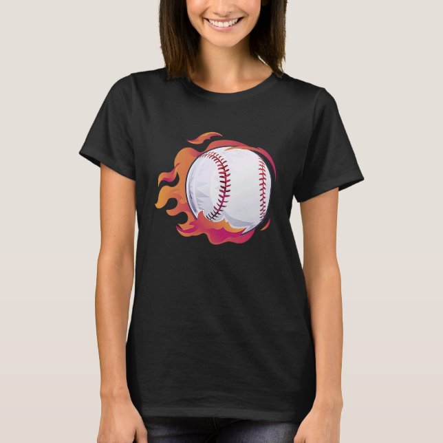 Camiseta Baseball Flame Cute Baseball Player Coach Athlete (Anverso)