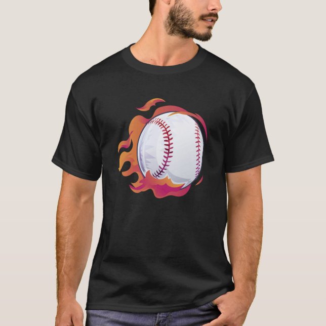 Camiseta Baseball Flame Cute Baseball Player Coach Athlete (Anverso)