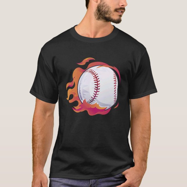 Camiseta Baseball Flame Cute Baseball Player Coach Athlete (Anverso)
