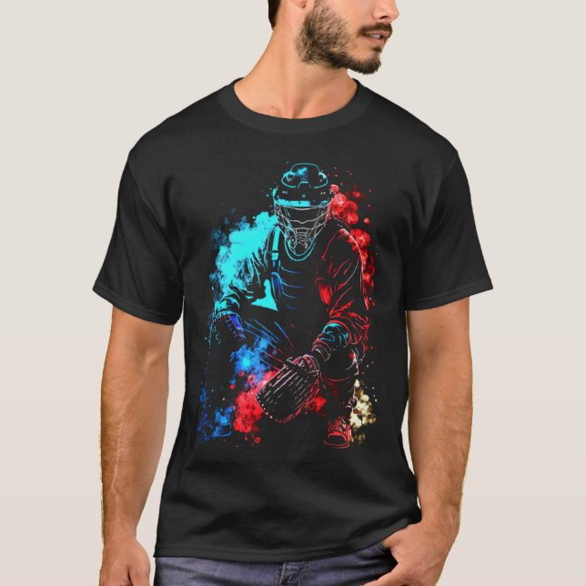 Camiseta Baseball Flames Retro Baseball Bat Baseball Player (Anverso)