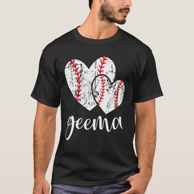 Camiseta Baseball Geema Heart Ball  Proud Grandma Mother s  (Anverso)