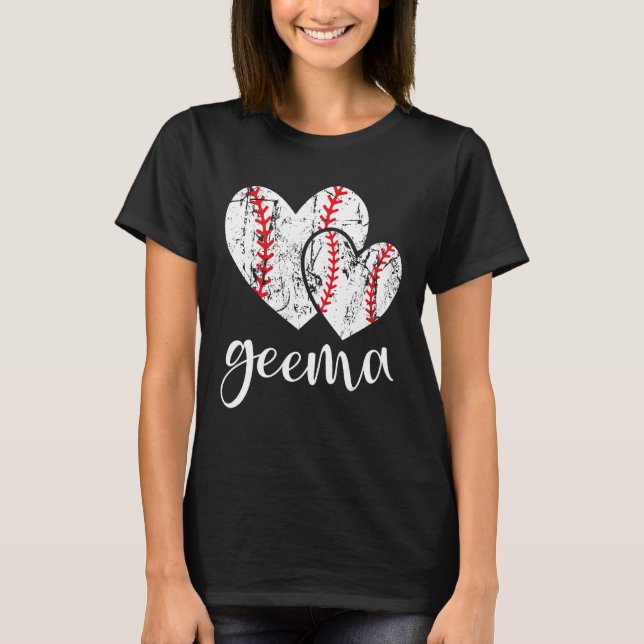 Camiseta Baseball Geema Heart Ball  Proud Grandma Mother s  (Anverso)