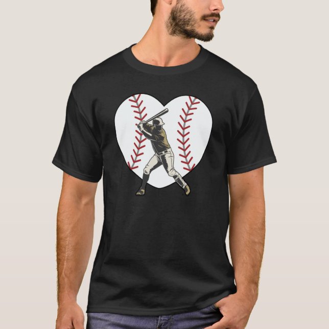 Camiseta Baseball Heart Batter Hitter Baseball Player Fan C (Anverso)