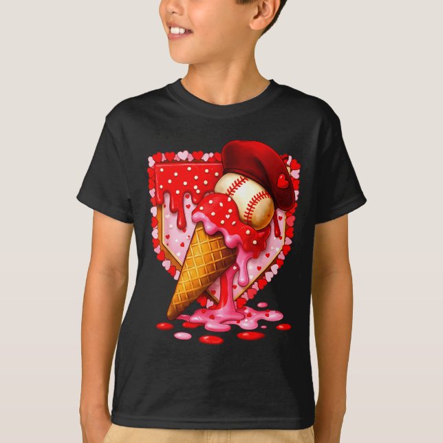 Camiseta Baseball Heart Valentine Baseball Ice Cream Drip B (Anverso)