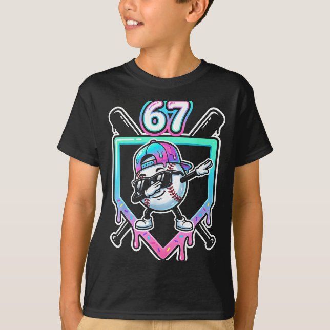 Camiseta Baseball Ice Cream Drip 67 Player Dabbing Six Seve (Anverso)