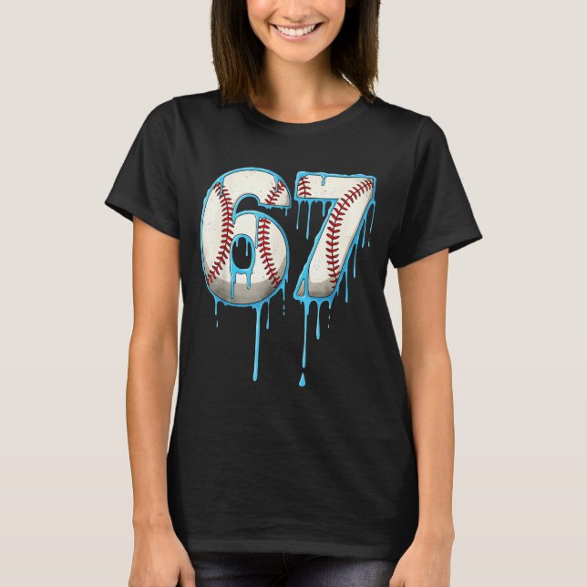Camiseta Baseball Ice Cream Drip 67 Six Seven Meme Number 6 (Anverso)