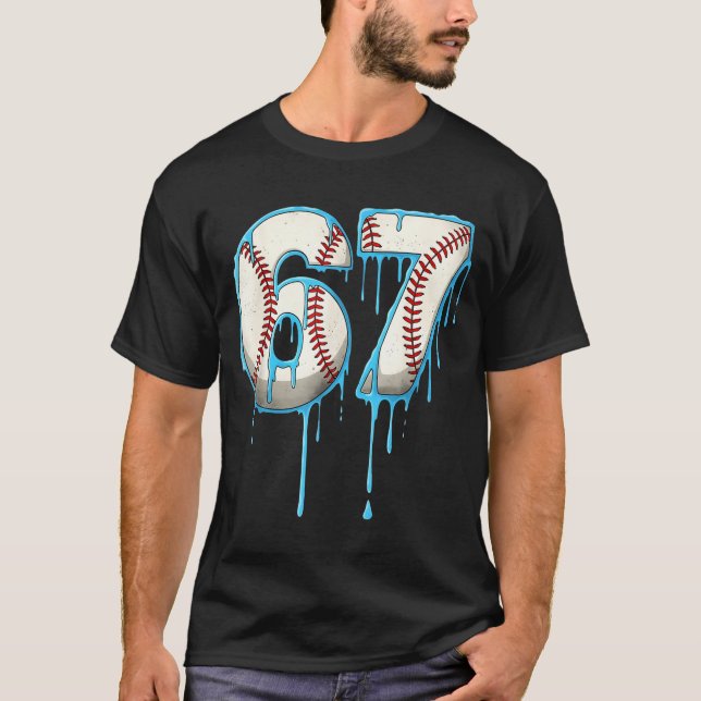 Camiseta Baseball Ice Cream Drip 67 Six Seven Meme Number 6 (Anverso)