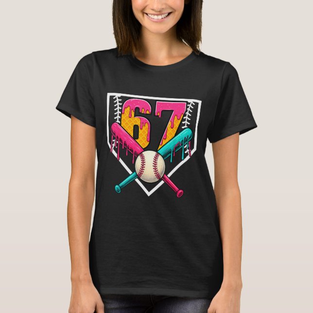 Camiseta Baseball Ice Cream Drip Number 67 Player 67th Birt (Anverso)