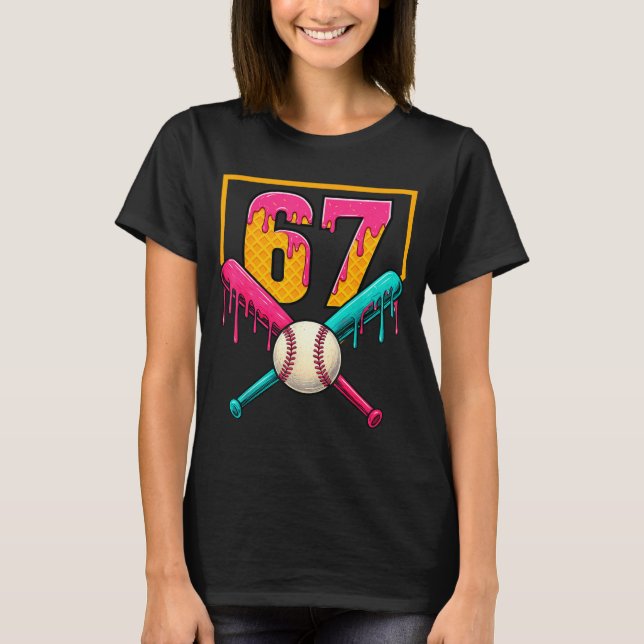 Camiseta Baseball Ice Cream Drip Number 67 Player 67th Birt (Anverso)