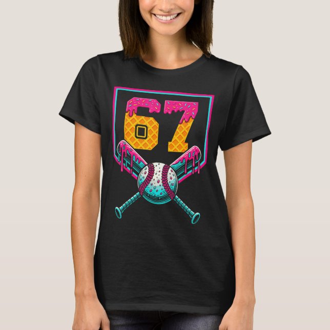 Camiseta Baseball Ice Cream Drip Number 67 Player 67th Birt (Anverso)