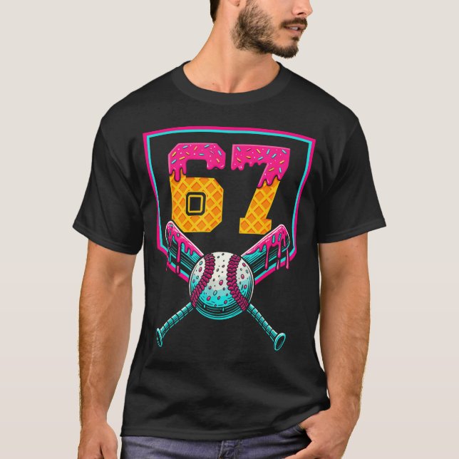 Camiseta Baseball Ice Cream Drip Number 67 Player 67th Birt (Anverso)