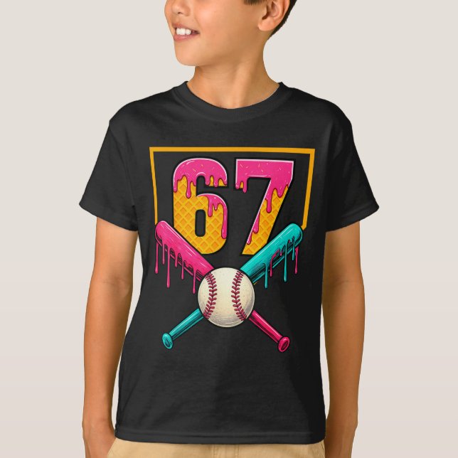 Camiseta Baseball Ice Cream Drip Number 67 Player 67th Birt (Anverso)