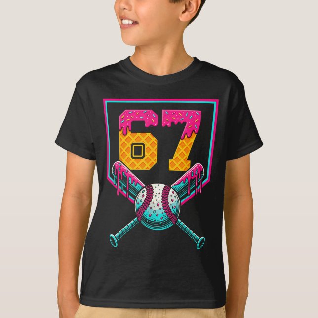 Camiseta Baseball Ice Cream Drip Number 67 Player 67th Birt (Anverso)