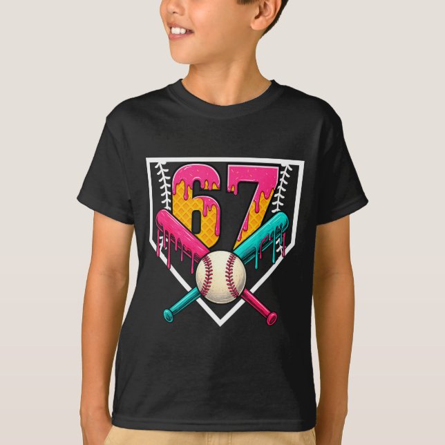 Camiseta Baseball Ice Cream Drip Number 67 Player 67th Birt (Anverso)