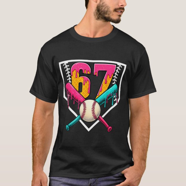 Camiseta Baseball Ice Cream Drip Number 67 Player 67th Birt (Anverso)
