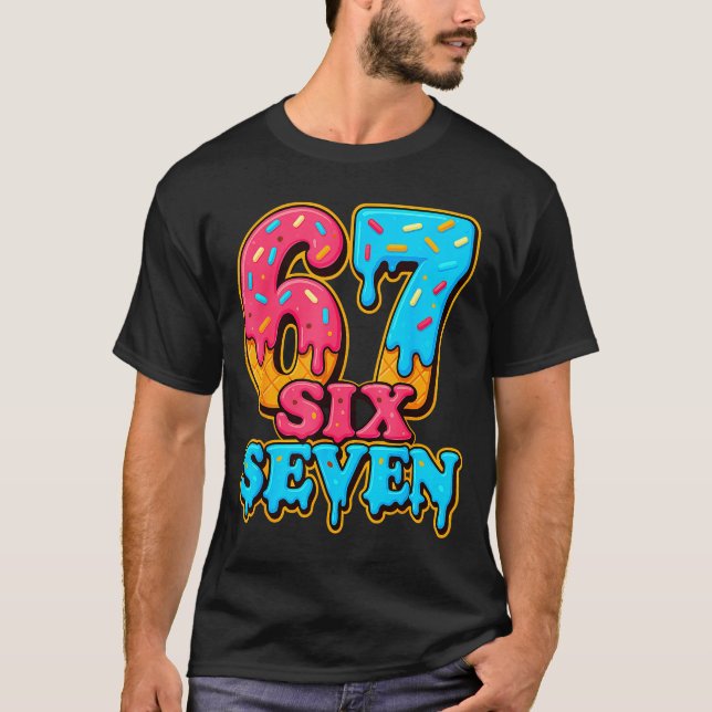 Camiseta Baseball Ice Cream Drip Number 67 Six Seven Meme C (Anverso)