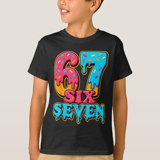 Camiseta Baseball Ice Cream Drip Number 67 Six Seven Meme C (Anverso)