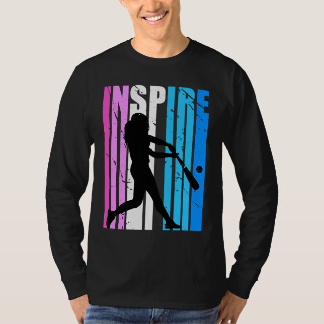 Camiseta Baseball Inspire Pink Blue Color Inspirational Mot (Anverso)