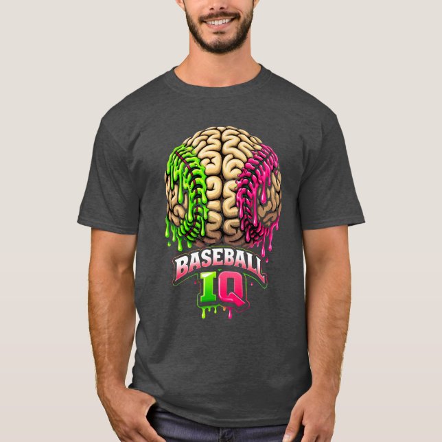Camiseta Baseball IQ Brain Drip Art (Anverso)