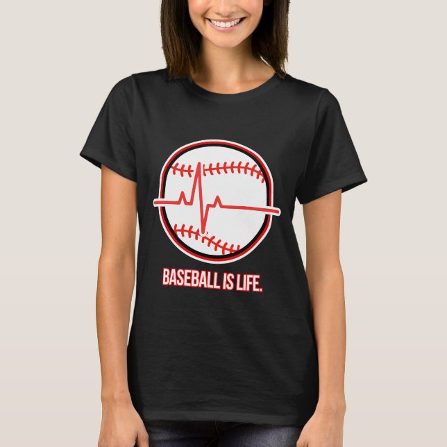 Camiseta Baseball is Life Heartbeat Pulse Graphic (Anverso)