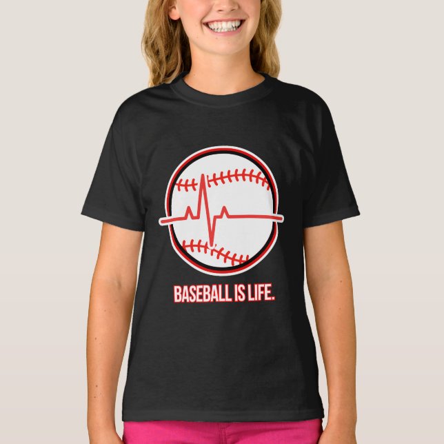 Camiseta Baseball is Life Heartbeat Pulse Graphic (Anverso)