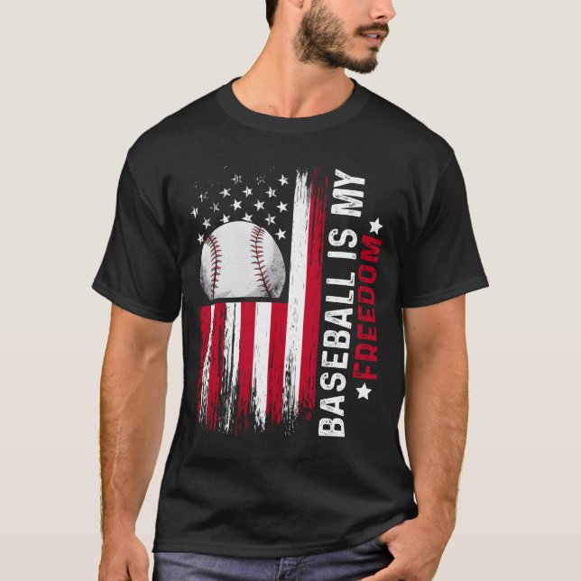 Camiseta Baseball Is My Freedom American Sports Flag retro (Anverso)