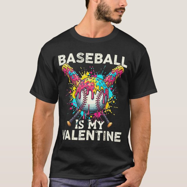 Camiseta Baseball Is My Valentine Ice Cream Drip Crossed Ba (Anverso)