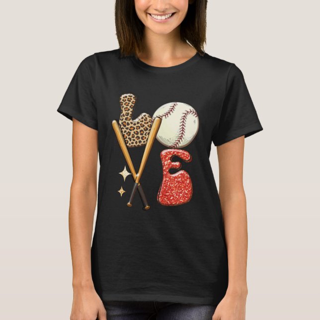 Camiseta Baseball LOVE Baller Mom Leopard Print Softball Ga (Anverso)