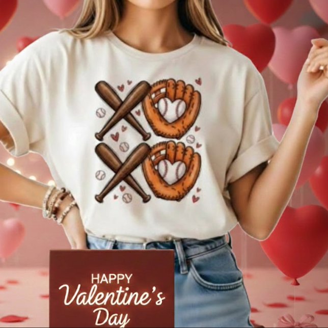 Camiseta Baseball Love Heart Glove XOXO Tshirt (Subido por el creador)