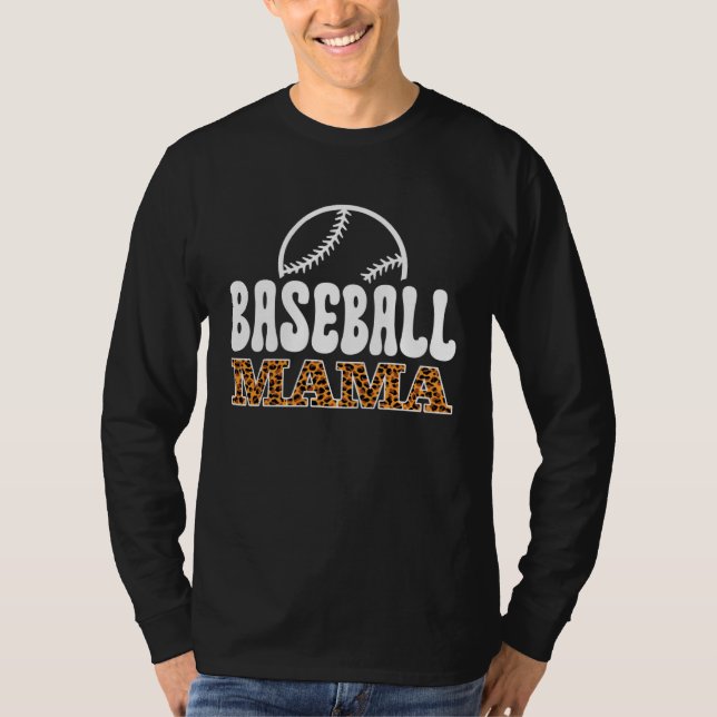 Camiseta Baseball Mama Mom Leopard Print Letters Sports (Anverso)