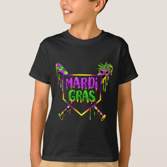 Camiseta Baseball Mardi Gras Carnival Party Mask Ice Cream  (Anverso)