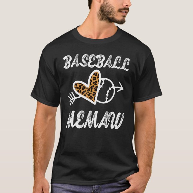 Camiseta Baseball Memaw Proud Baseball Family Leopard Bigge (Anverso)