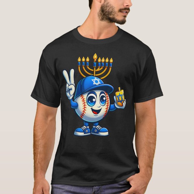 Camiseta Baseball Menorah Dreidel Jewish Hanukkah Womens Me (Anverso)