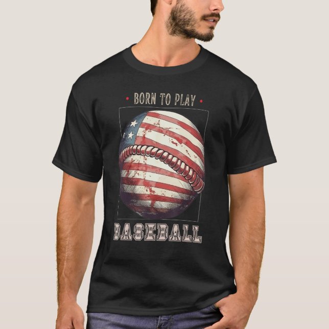 Camiseta Baseball Merica Patriotic 4th July American Flag (Anverso)